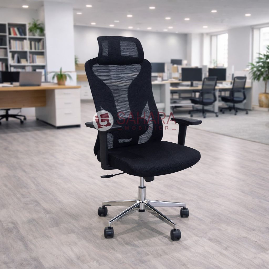 Le fauteuil de direction en mesh C0596 est conçu pour offrir un confort ergonomique supérieur